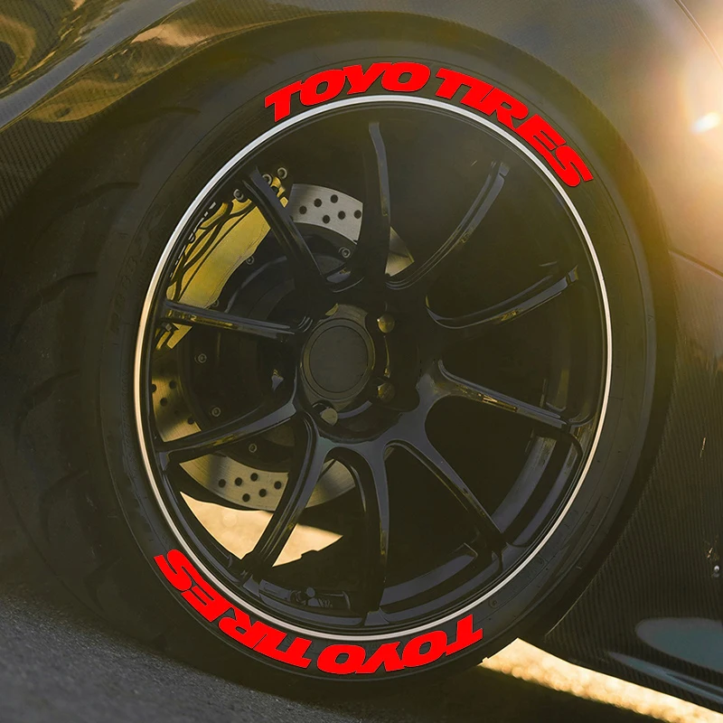 4 Sets For 4 Wheels Letters Tire Car Stickers Waterproof Universal 3D Auto Motorcycle Styling Decor In-One-Piece Sticker No Glue
