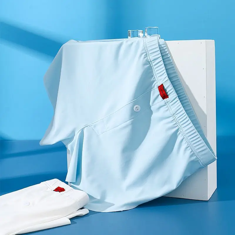 Ice Silk Men's Underwear Loose Large Size Aro Pants Boys Personality Summer Seamless Cool Thin Boxers Smooth and Soft Quick-dry