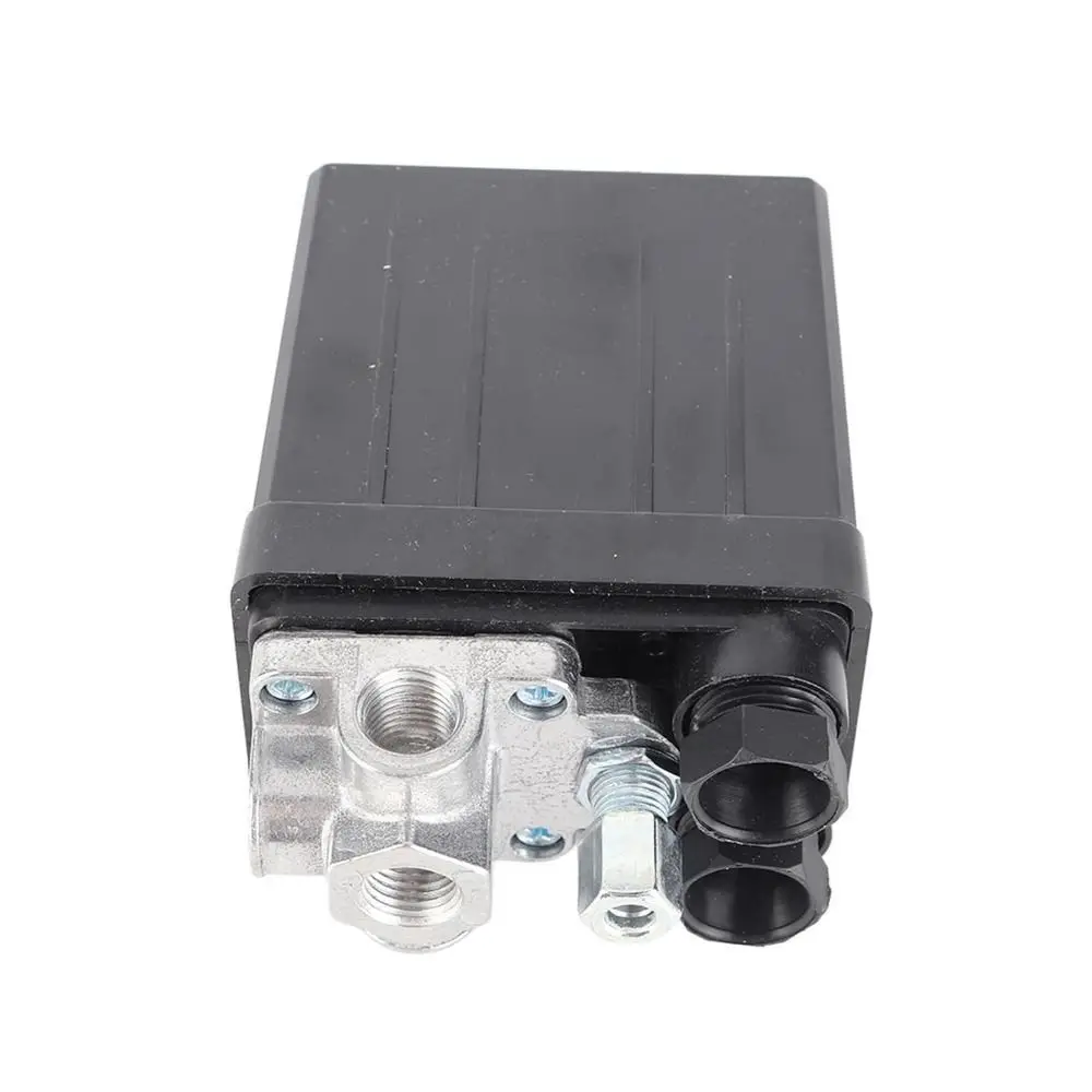 Pneumatic Control Air Compressor Pressure Switch Black 1/4-Port Manifold Automatic Air Pressure Switch Vertical Type
