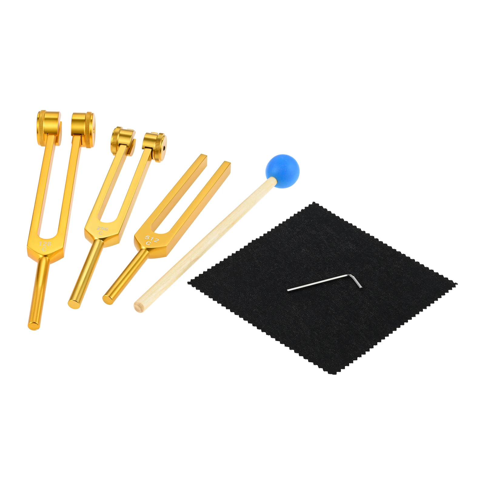 3pcs Aluminum Alloy Tuning Forks 128Hz 256Hz 512Hz Mallet Pouch Case Yoga Meditation Accessories Sound Healing DNA Therapy Kit