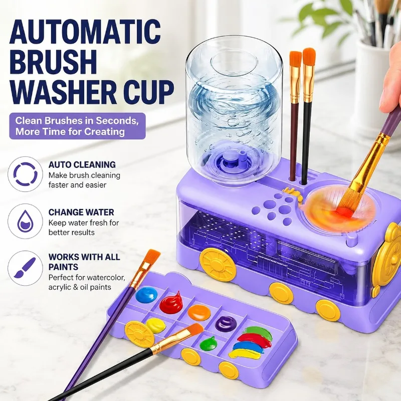 Water Circulation Paint Brush Cleaner Pigment Rinsing Bucket Portable Washing Cup for Watercolor Art Drawing Efficient Brush