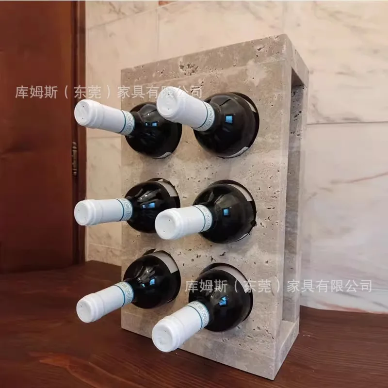

Nordic wine rack creative small wine rack shelf European wine cabinet lattice natural travertine marble