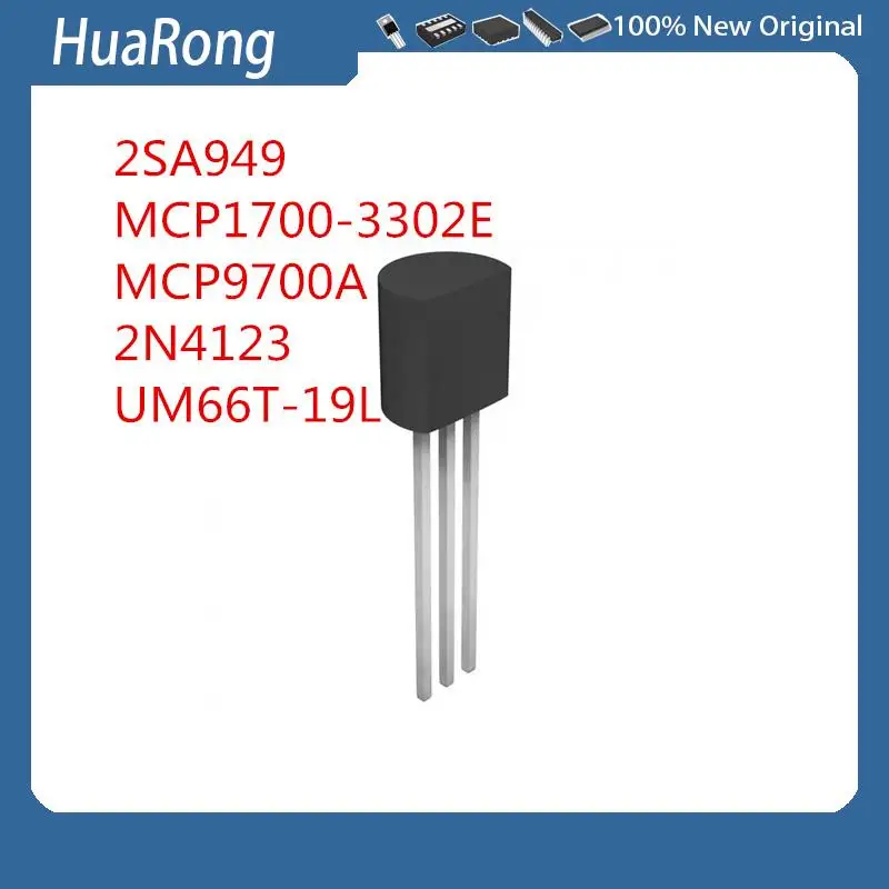 10 unids/lote 2SA949 TO-92 A949 2SA949-Y MCP1700-3302E/TO MCP1700-3302E MCP9700A 2N4123 UM66T-19L TO92