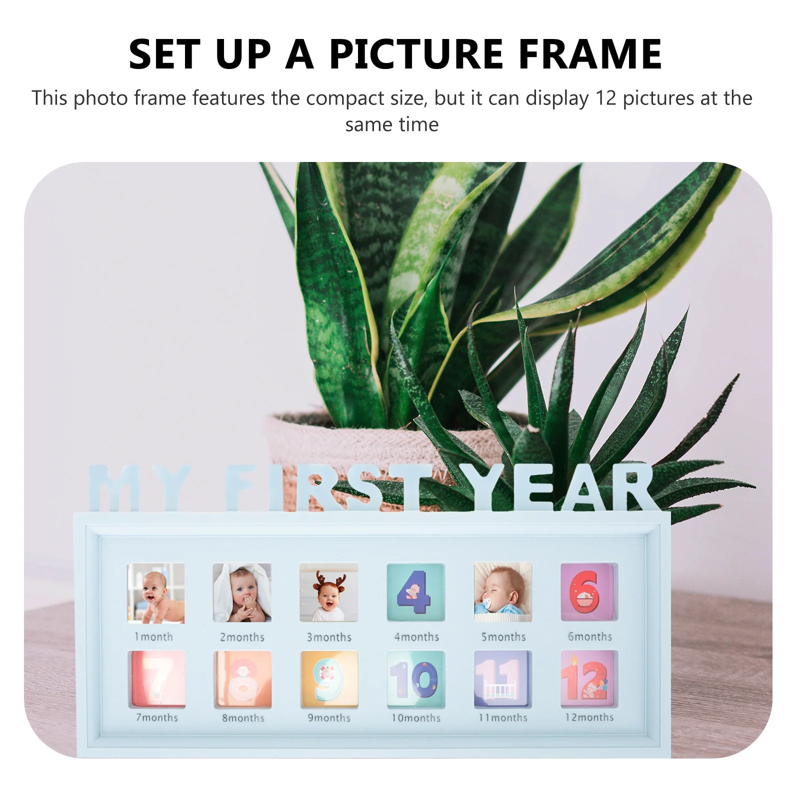 

Baby 12 Month Growth Photo Frame First Year Milestone Infant Growth Record Picture Holder Clip Photo Frames Baby Picture Frame