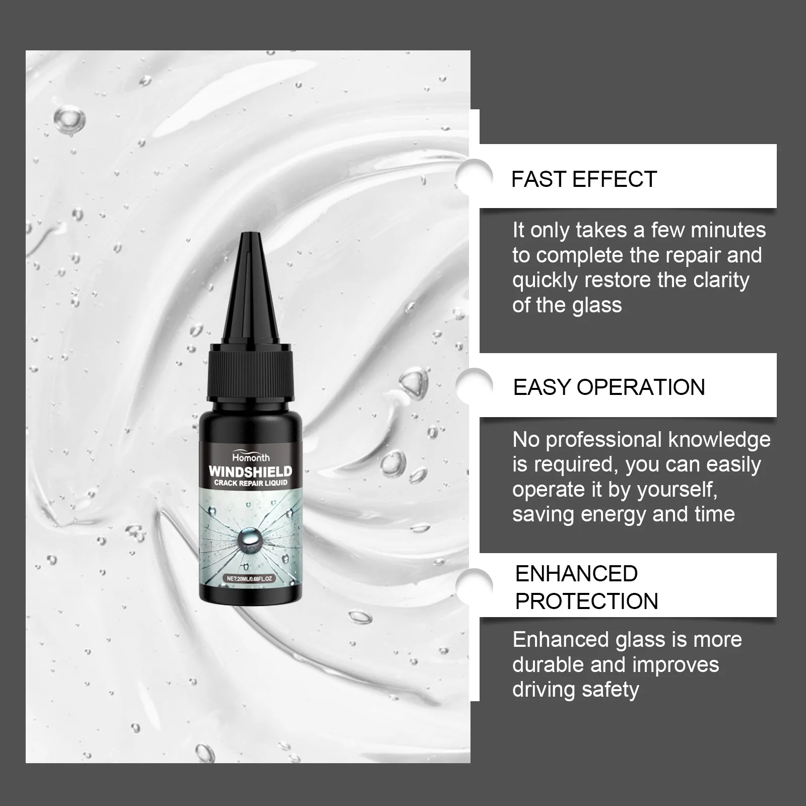 Universal Car Windshield Crack Repair Kit Automobile Nano Glass Repair Liquid DIY Chip Scratch Fix Resin UV Curing Film Auto Window Restore Clarity Tools