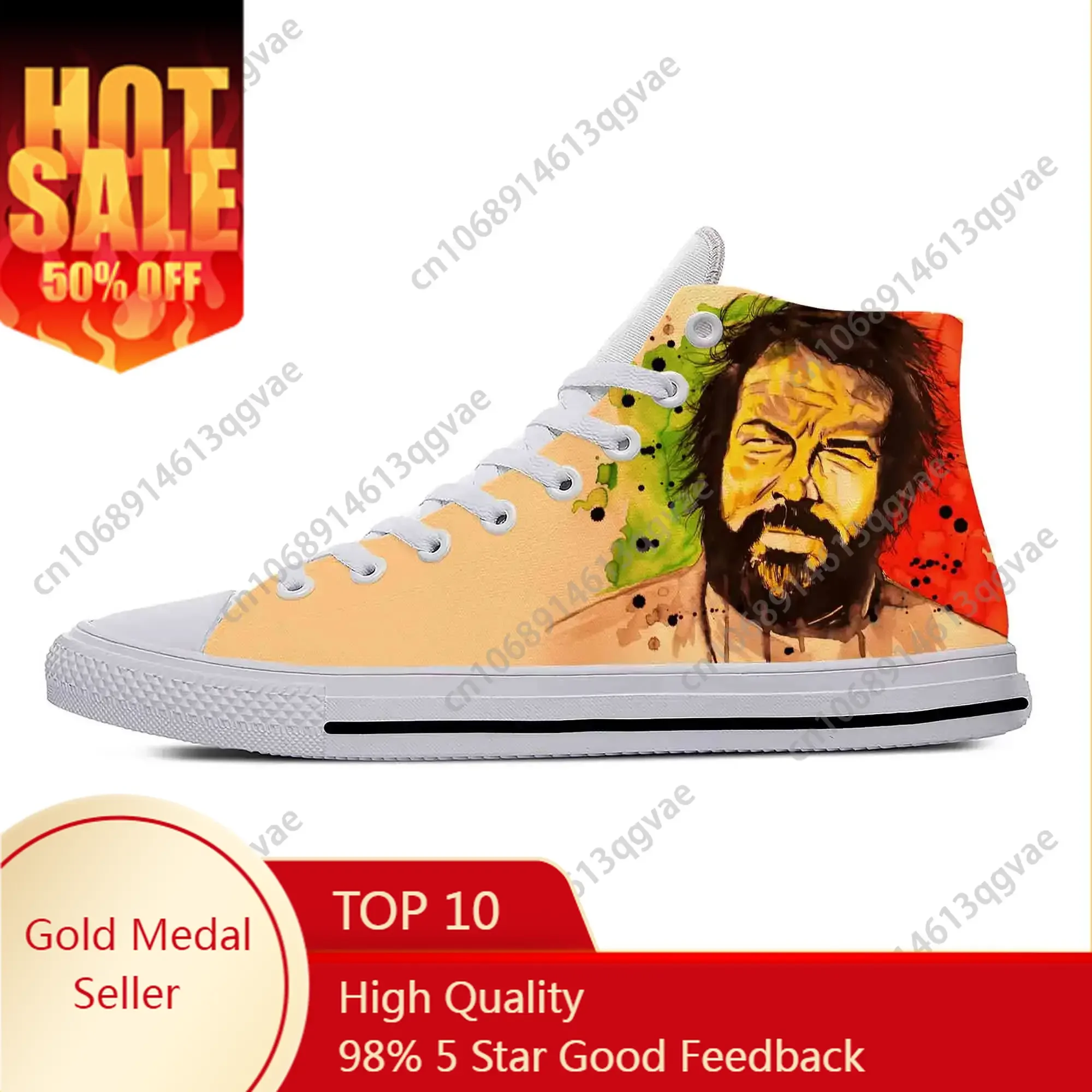 

Anime Cartoon Manga Movie Actor Funny Bud Spencer Casual Shoes Lightweight Breathable Men Women High Top Sneakers Board Shoes