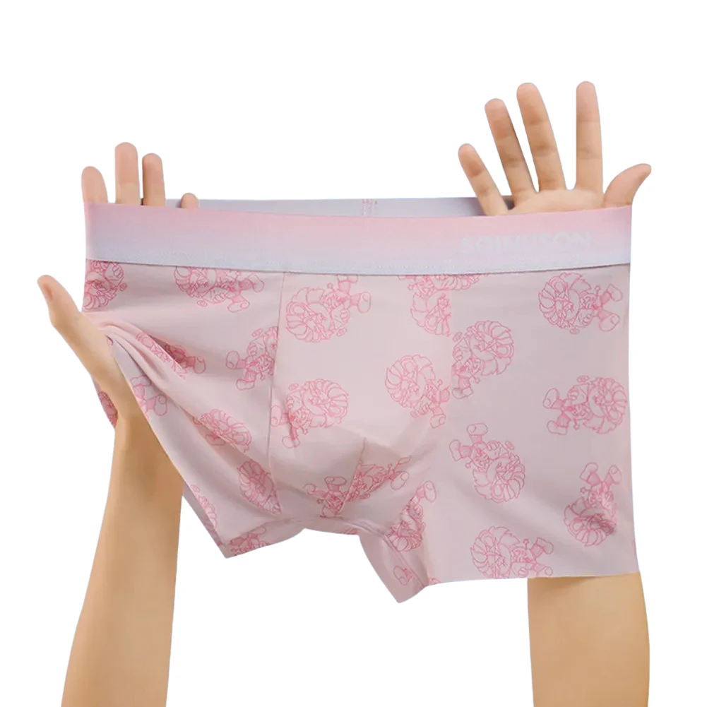

Men Ultra-Thin Print Boxers Underwear Breathable U Convex Pouch Underpants Trunk Stretch Comfortable Long Boxershorts Male