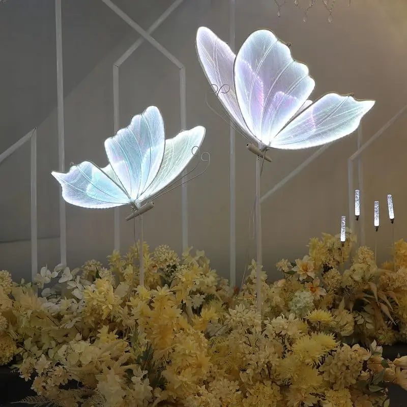 Wedding Butterfly Lamp Colorful Light Butterfly Floor Lamp Wedding Decor, 2PCS Butterfly Lamp Ceiling Decoration Props for Weddi