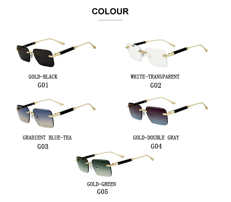 Neue 2024 Quadratische Sonnenbrille Frauen Trendy Vintage Designer Randlose Sonnenbrille Für Männer Urlaub Mode Gläser Lentes De Sol Mujer – Detail 11