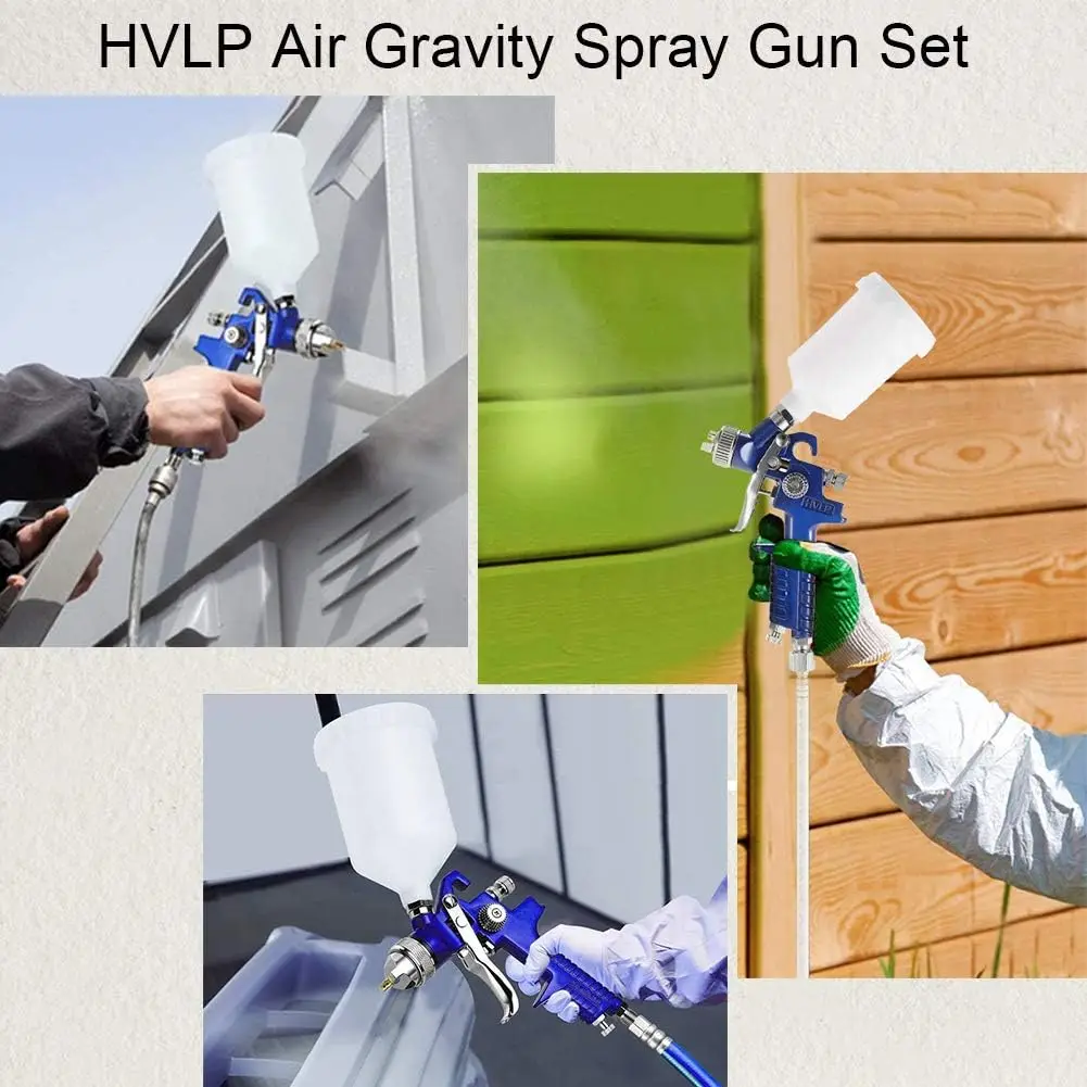 HVLP Air  Spray Gun Set,2-Sprayer paint Gun,0.8mm 150ml & 1.4mm 600ml   Feed Painting with Locking Air Pressure Regulator Gauge