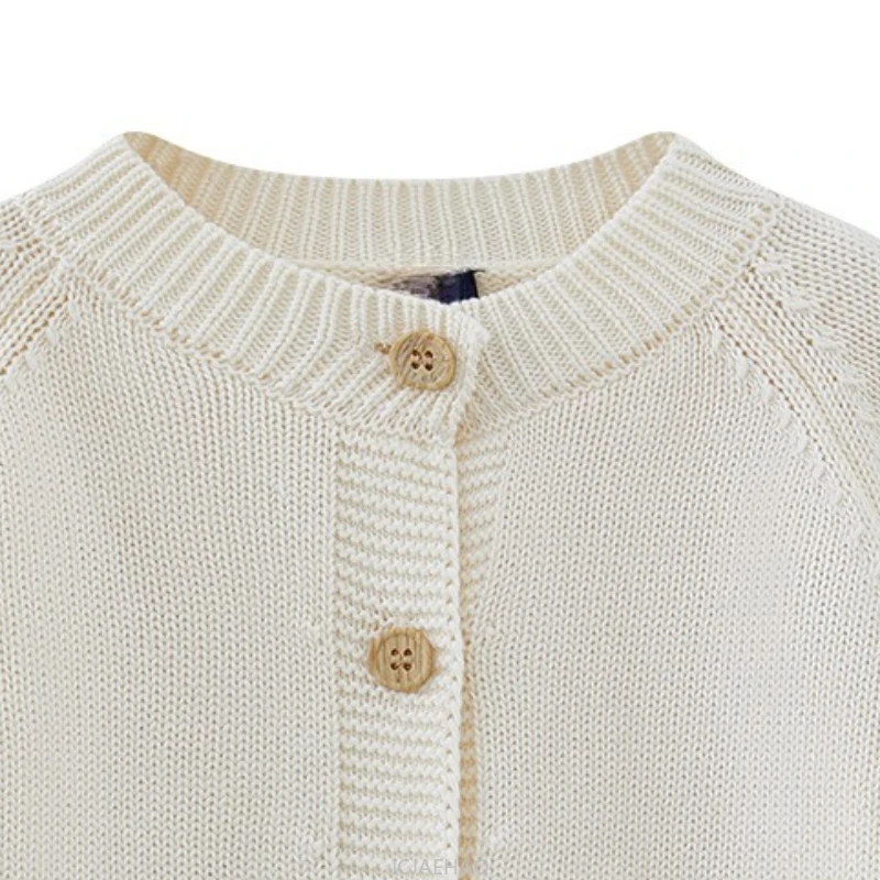 

New Round Neck Mushroom Embroidery Baby Girls Cotton CardiganCasual Jacket Infant Outerwear Toddler Knit Sweater Spring Autumn
