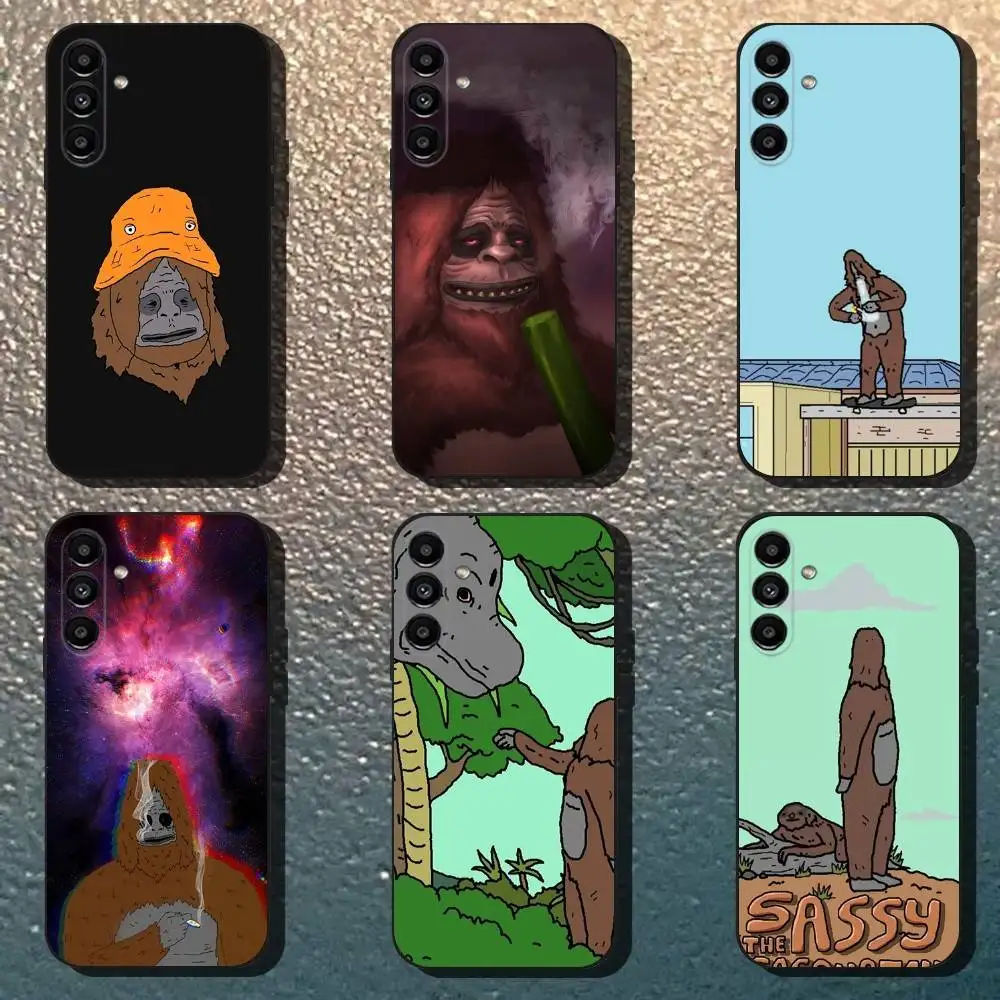 حافظة هاتف Sassy The S-Sasquatch لهاتف سامسونج جالاكسي A13، A21s، A22، A31، A32، A52، A53، A71، A80، غلاف أسود ناعم #1