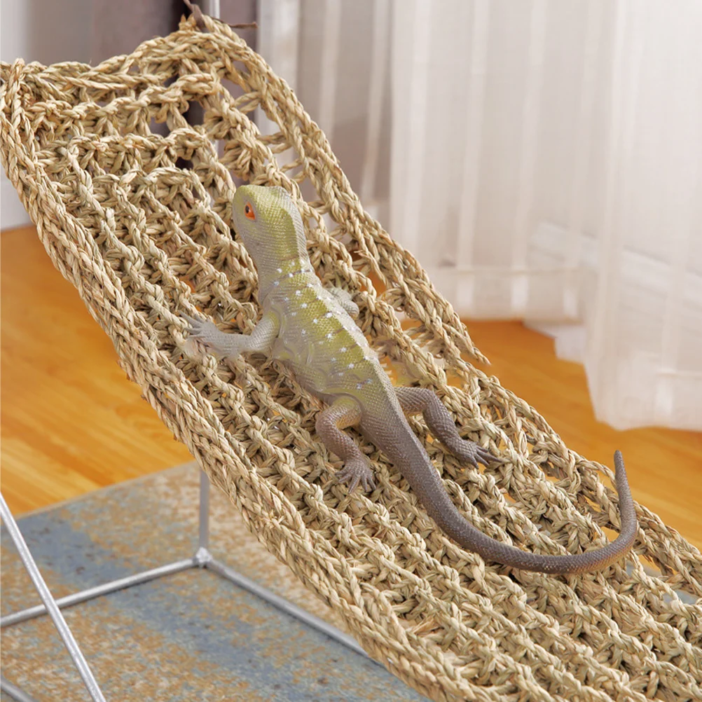 2 Pcs Bearded Dragons Hammocks Climbing Pet Chaise Seagrass Cushions Lizard Toys Reptile Long