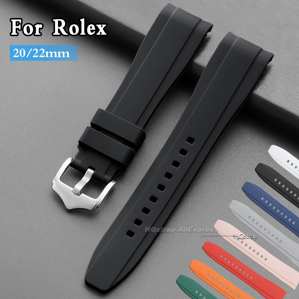 Silikonarmband mit gebogenem Ende, 20 mm, 22 mm, für Seiko, für Rolex, universelles Armband, hochwertiges, wasserdichtes Ersatzband-Zubehör