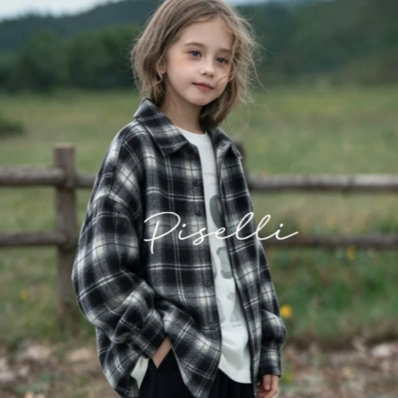Children's clothing spring Autumn Boys and Girls Korean Plaid Shirt Children's Casual Long Sleeve Top