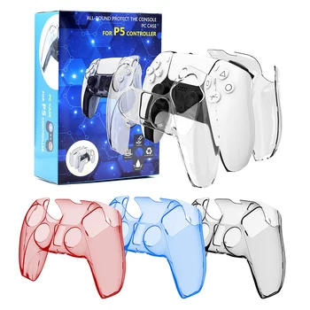 Temizle PS5 DualSense cilt kabuk için sert çanta koruyucu kapak Ultra ince şeffaf PC kapak Sony PlayStation 5 denetleyicisi için