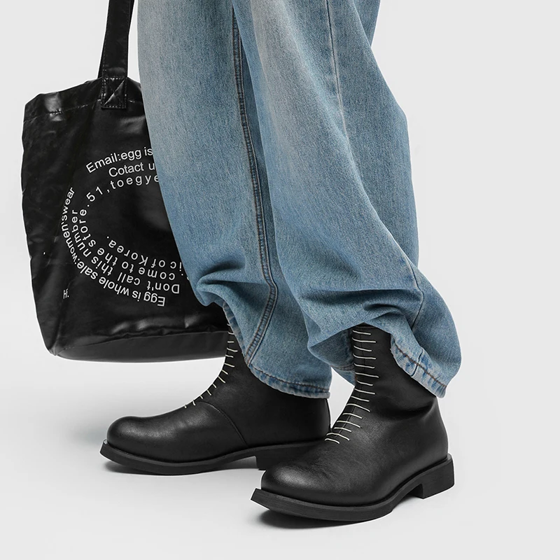 

Men's Boots Winter Thi Bot Zipper Fce Lined Heightening Workwear Boots American Sle Couple Boots Faionable...