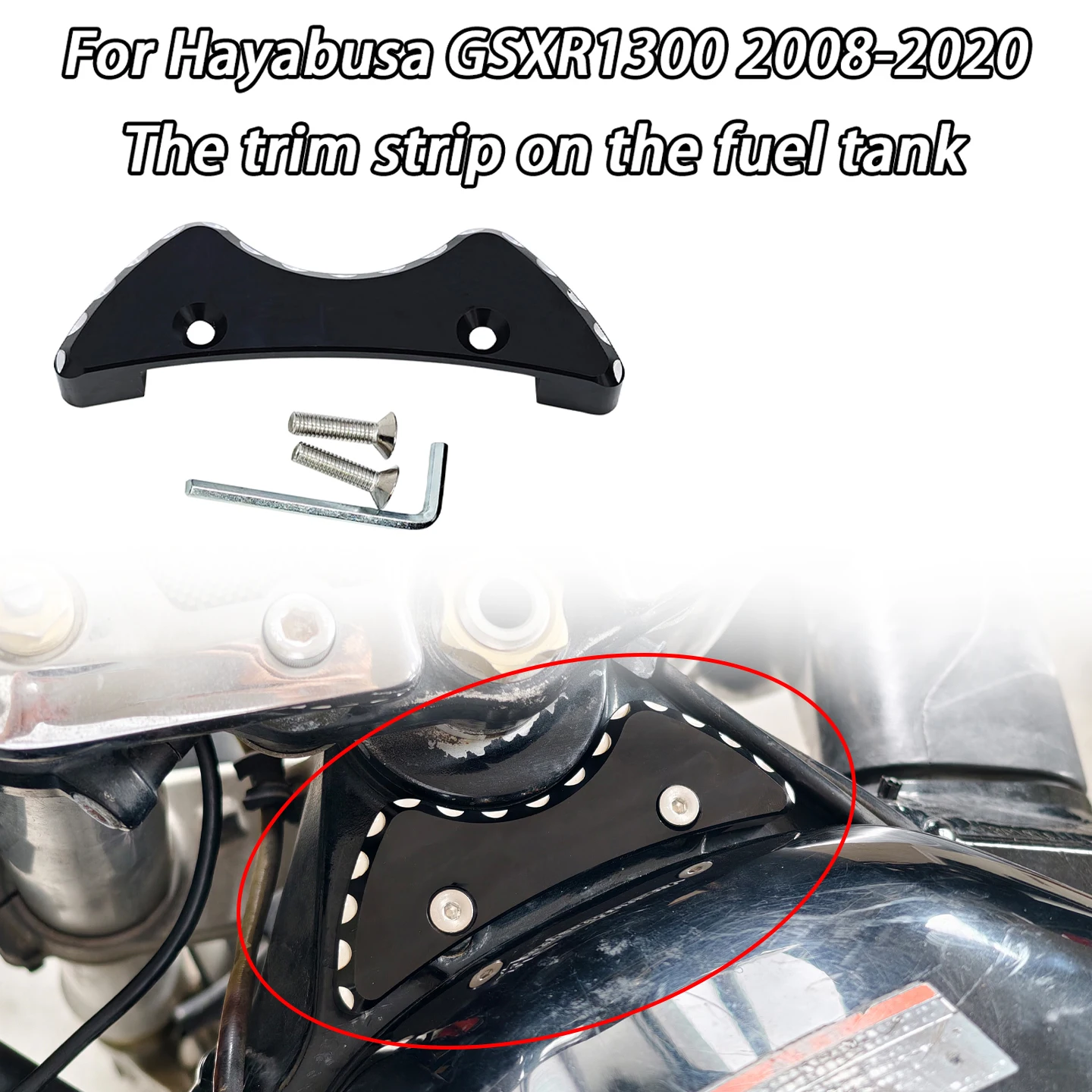 For Suzuki Hayabusa Gen2 GSX1300R GSX-1300R 2008-2020 Motorcycle Parts Front Upper Fuel Tank Decorative Cover Strip Center Cap