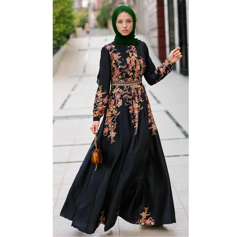 

Kaftan Dubai Turkey Floral Print Maxi Dress Women Muslim Eid Mubarak 2024 Ramadan Jalabiya Marocain Caftan Arabic Robe Abaya New