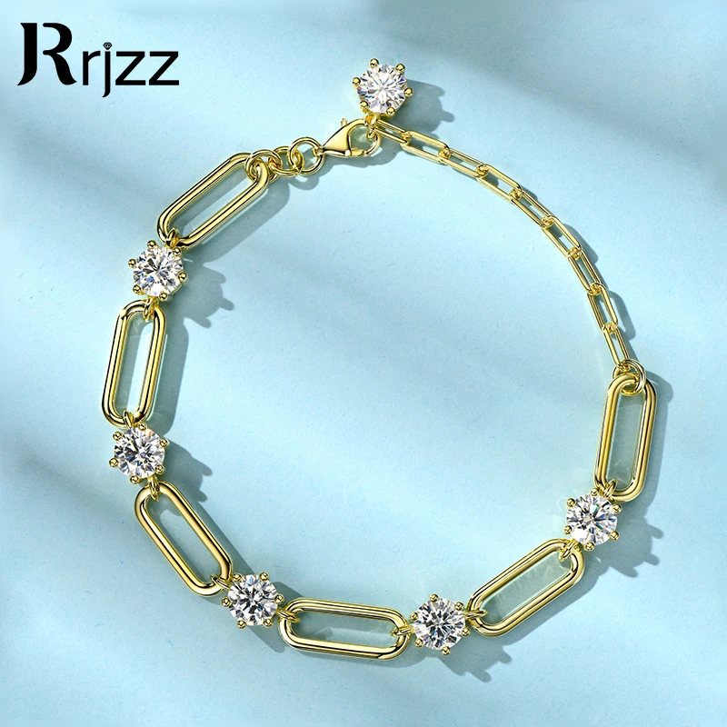 

Rrjzz Роскошный 1CT * 6 шт. круглый браслет из муассанита стерлингового серебра 925 пробы изысканные браслеты-цепочки для женщин ювелирные изделия на день рождения подарок