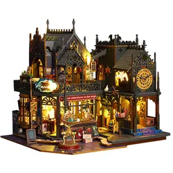 Kits de construcción en miniatura de Casa de ciudad mágica de madera, bricolaje, con luces LED, casas de muñecas ensambladas, decoración del hogar, regalos de amigos, nuevo