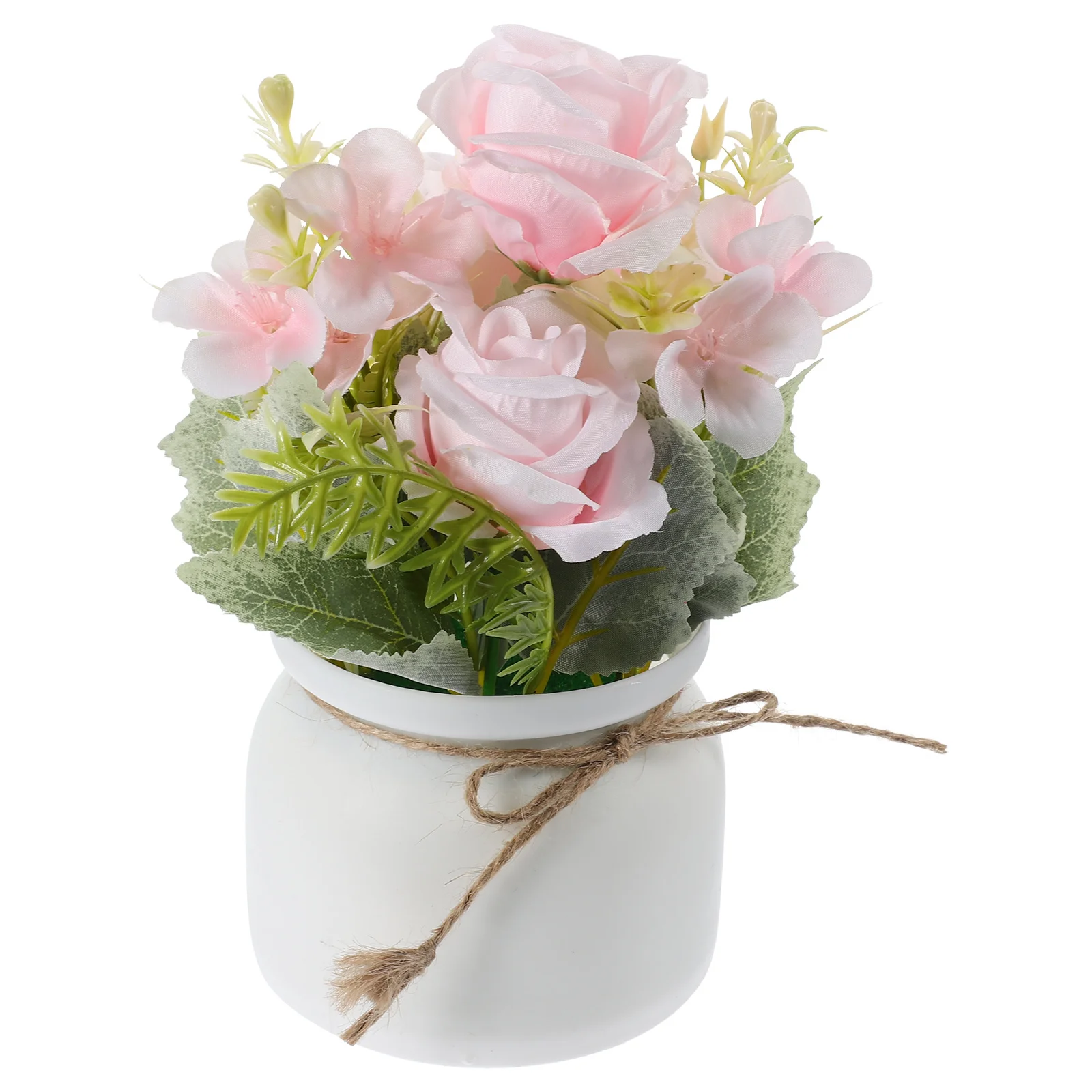 

Realistic Artificial Rose In Pot Small Potted Plants Decor For Home Office Tabletop Fake Bonsai Lifelike Indoor Plant