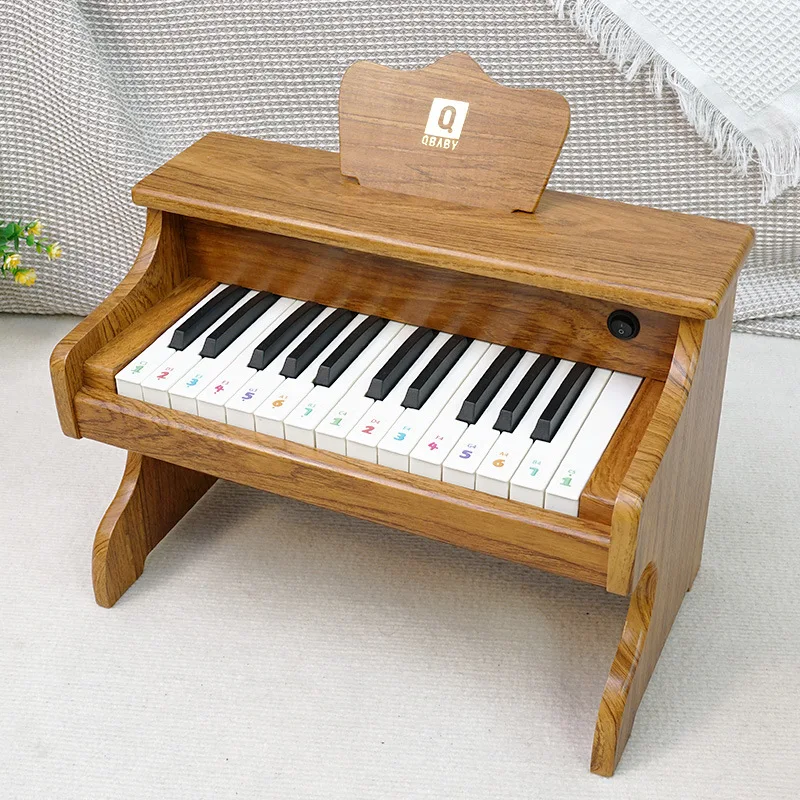 Children's Piano, Wooden Electronic Keyboard Toy, Musical Instrument for Kids, Baby Music Education, 37 Keys Mini Piano