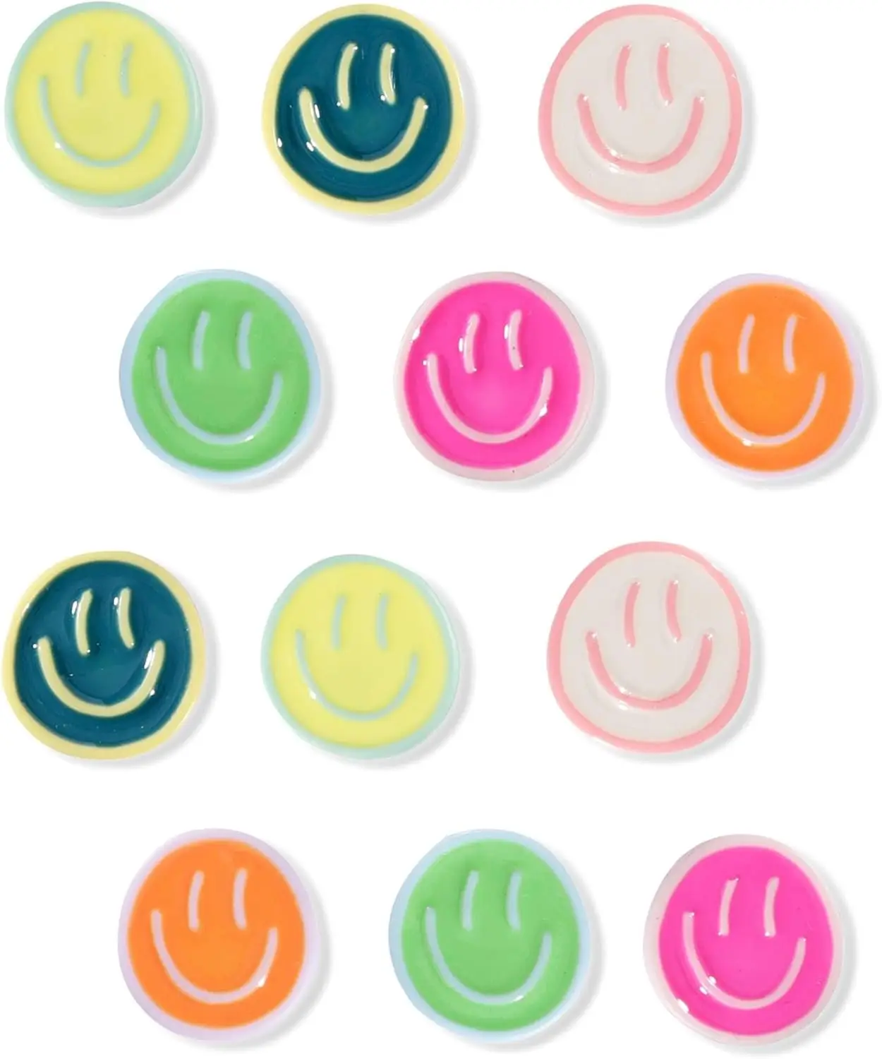 

12Pcs Fridge Magnets Cute Refrigerator Magnets, Colorful Magnets for Whiteboard Cabinet Locker, Resin Smile Face Decorati