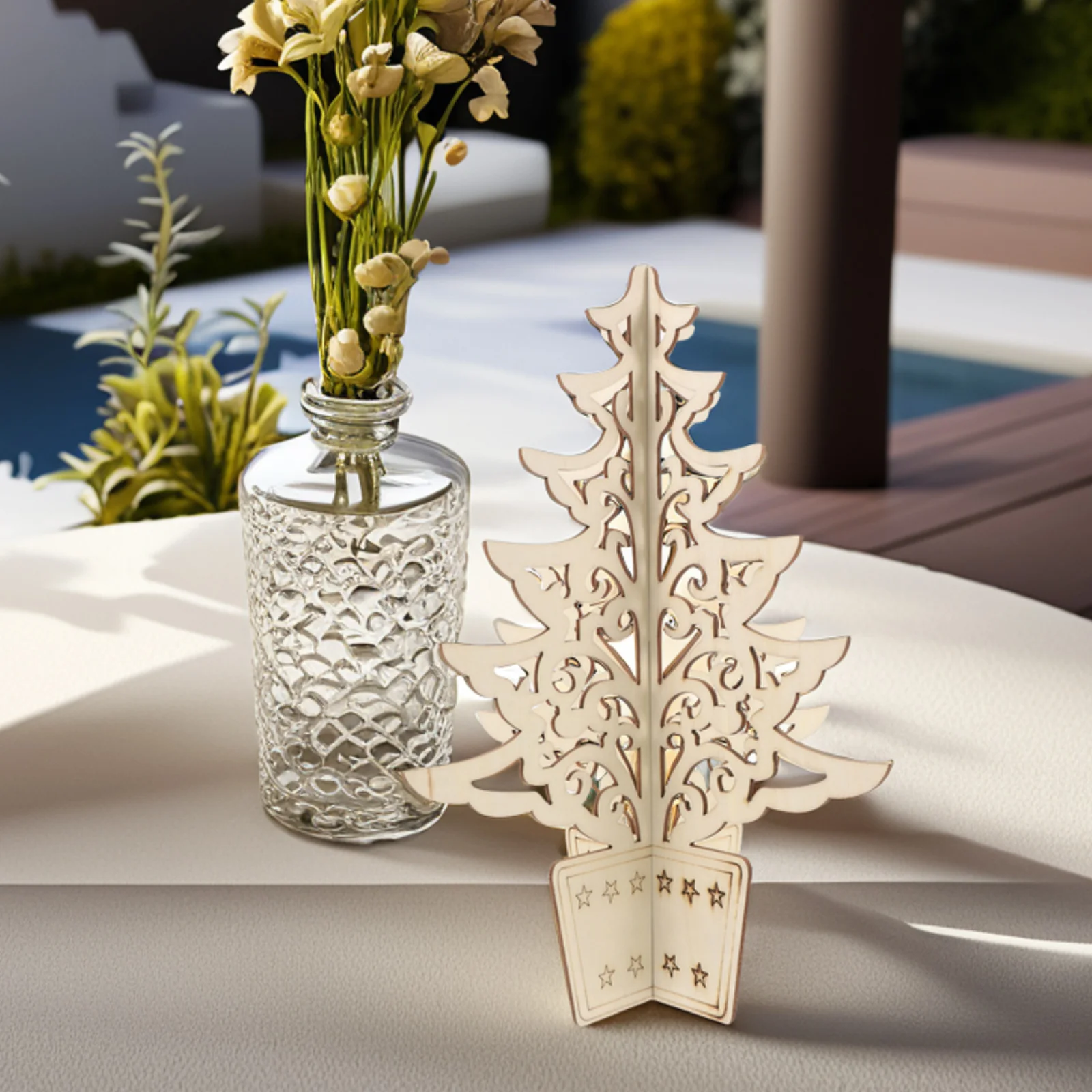 

Wooden Tree Ornament 3D Hollow Design Desktop Decoration Party Holiday Gift Premium Craftsmanship Unique Creative Christmas Tree