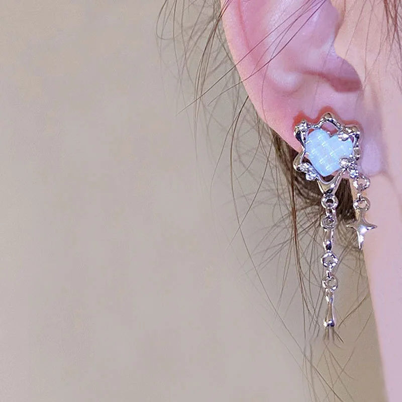 Fashion Love Tassel Star Earrings For Women Sweet Design Senior Sense of Fashion Personality Earring Party Jewelry Gifts 2025