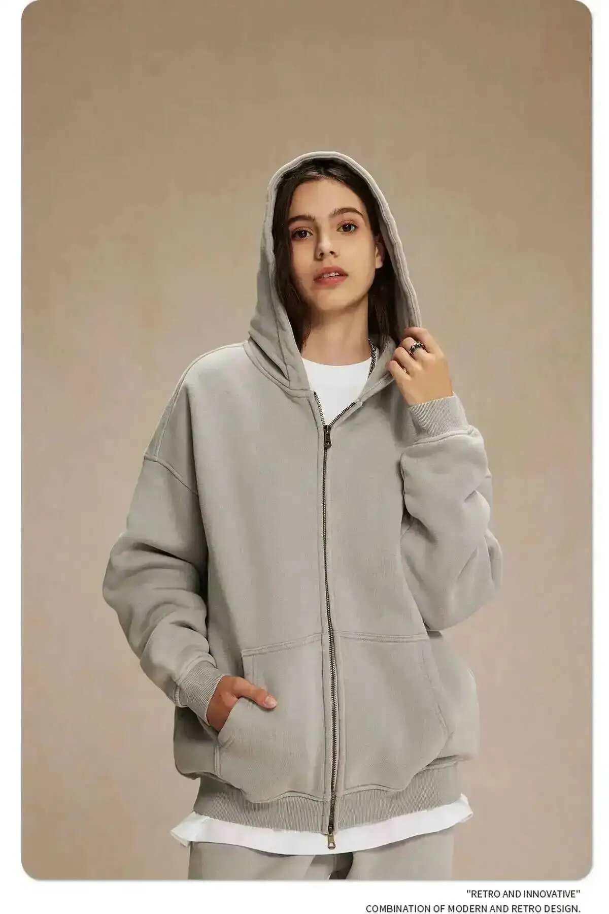 IEFB Men's Wear Wax Printing Vintage Male Hoodies Oversized Loose Zipper Water Washed Plush Sweatshirt Trendy New 9C9349 17 S39a428d68ab54df0adbd8f8729f6a6f8H