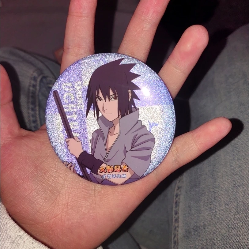 Naruto Flash Badge Brooch Anime Figure Uchiha Sasuke Senju Tobirama Shiny Badge Clothing Backpack Decoration Accessory Gift