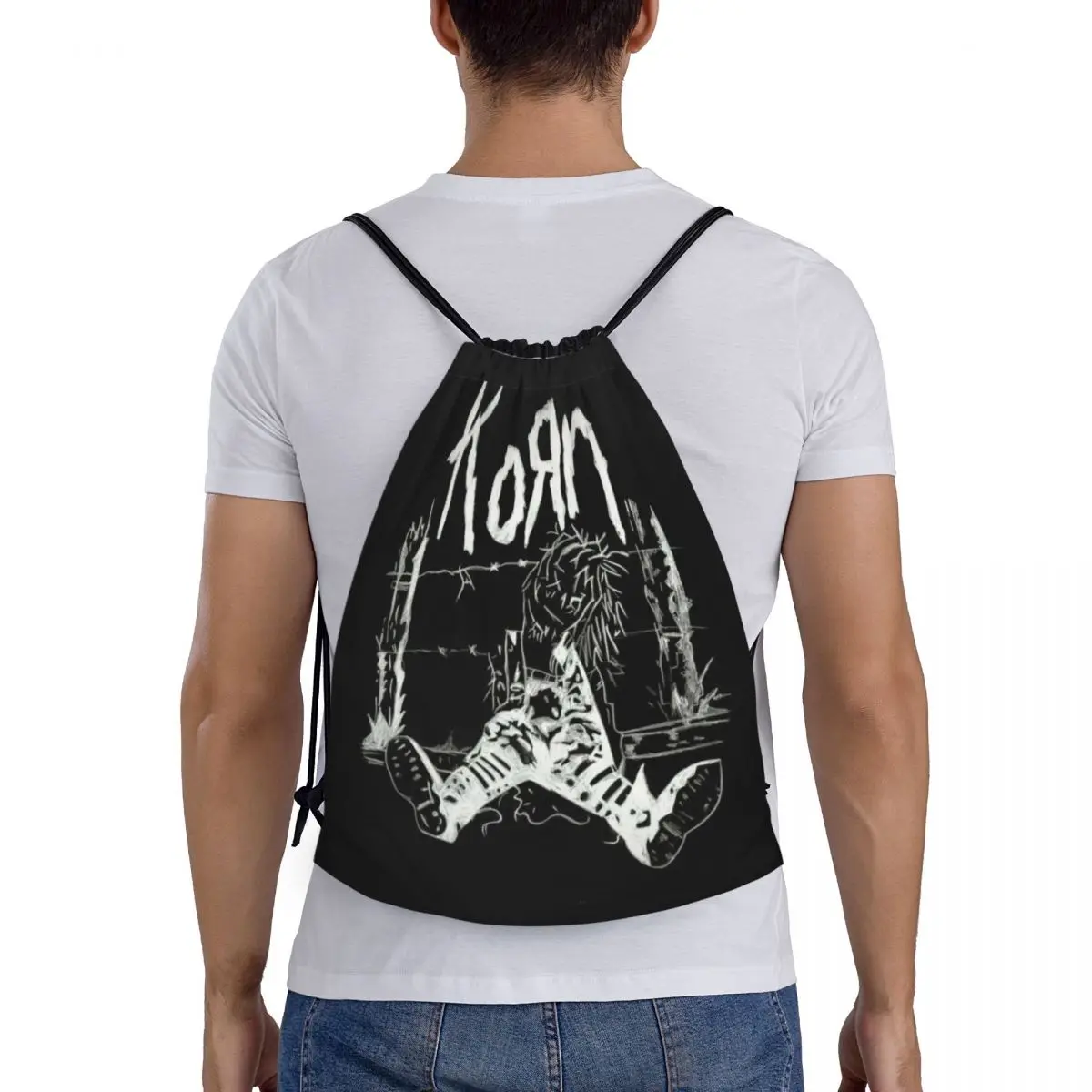 

Korn Rock Music Backpacks Fashion Portable Drawstring Bags Sports Bag Book Bags For Travel School