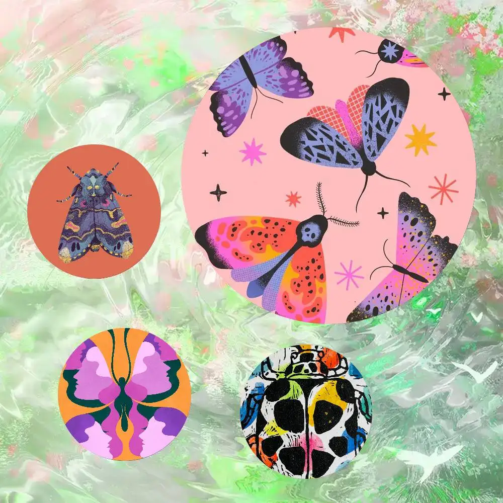 Butterfly Art Ladybug Tiger Moth Beetle Pins Brooch Cartoon Badge For Friend Backpack Clothes Collect Accessories Jewelry Gift