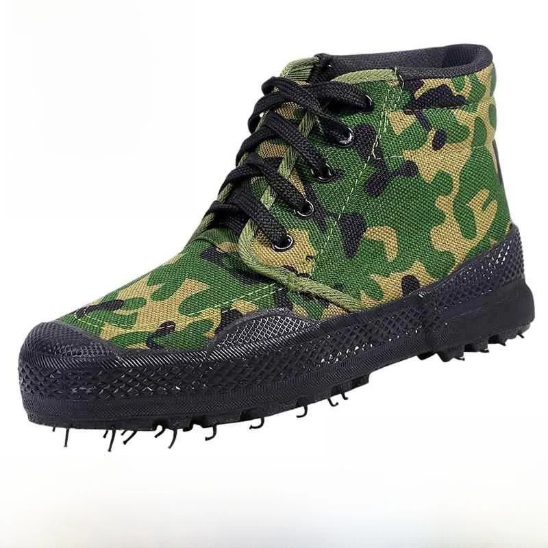 Men's High-Top Canvas Camouflage Work Boots Anti-Slip Wear-Resistant for Farm And Construction Site Labor Work Kiapurden
