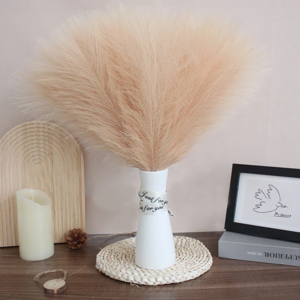 10/30/50pcs Artificial Fluffy Pampas Grass Bouquet Boho Fake Plant Flowers for DIY Room Home New Year Wedding Party Decor Flower - view 4