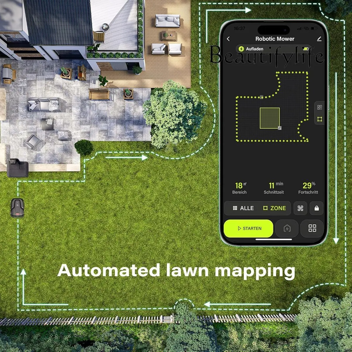SS الذكية روبوت جزازة العشب التلقائي روبوت جزازة العشب مع نظام تحديد المواقع ل 600m2 حديقة التطبيق التحكم مخصص الطريق جزازة العشب الروبوتية