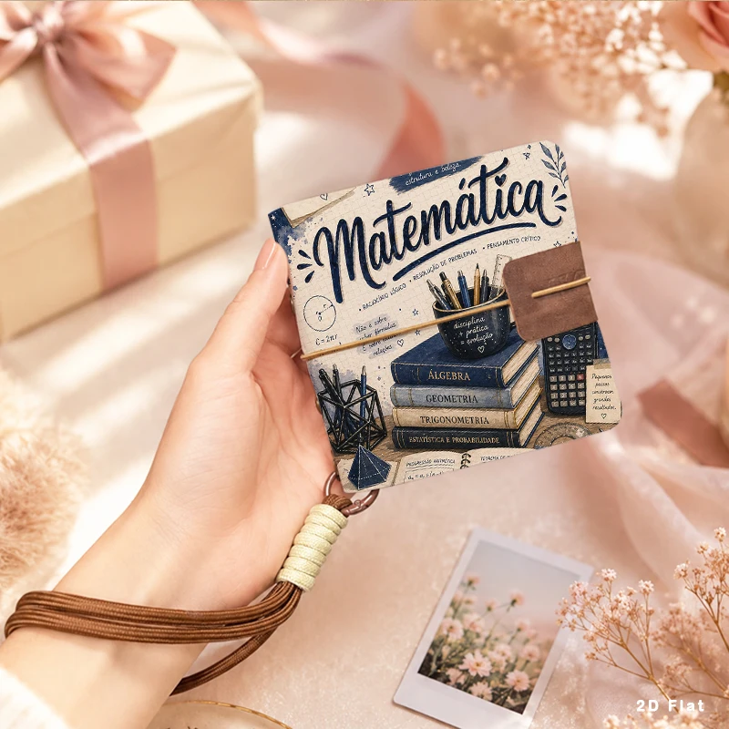 Vintage Matematica Math Book Pattern Mini Photo Album With Wrist Strap Portable Pocket Photo Book Storage Student Souvenir Gift