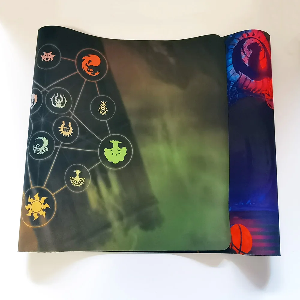 Tapete antideslizante para juego de cartas TCG, alfombrilla impermeable de 35x60cm con zonas de cartas, noche, mística, estrellada