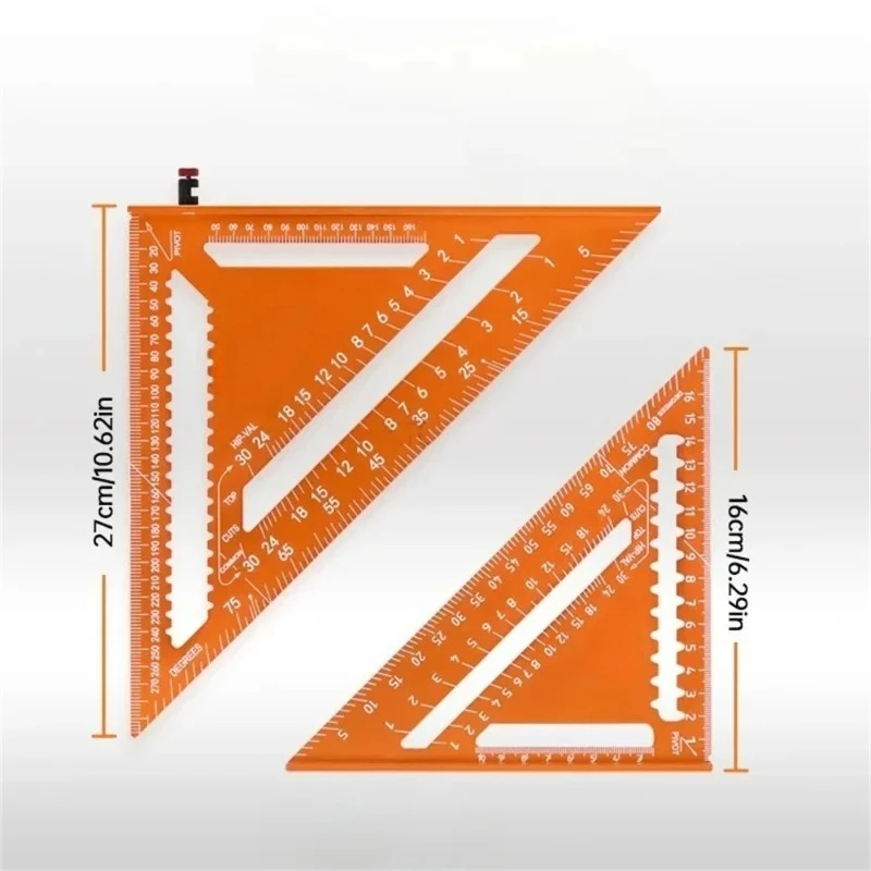 Multi functional thickened woodworking square 45 degree triangle board, aluminum alloy measuring ruler measurement layout