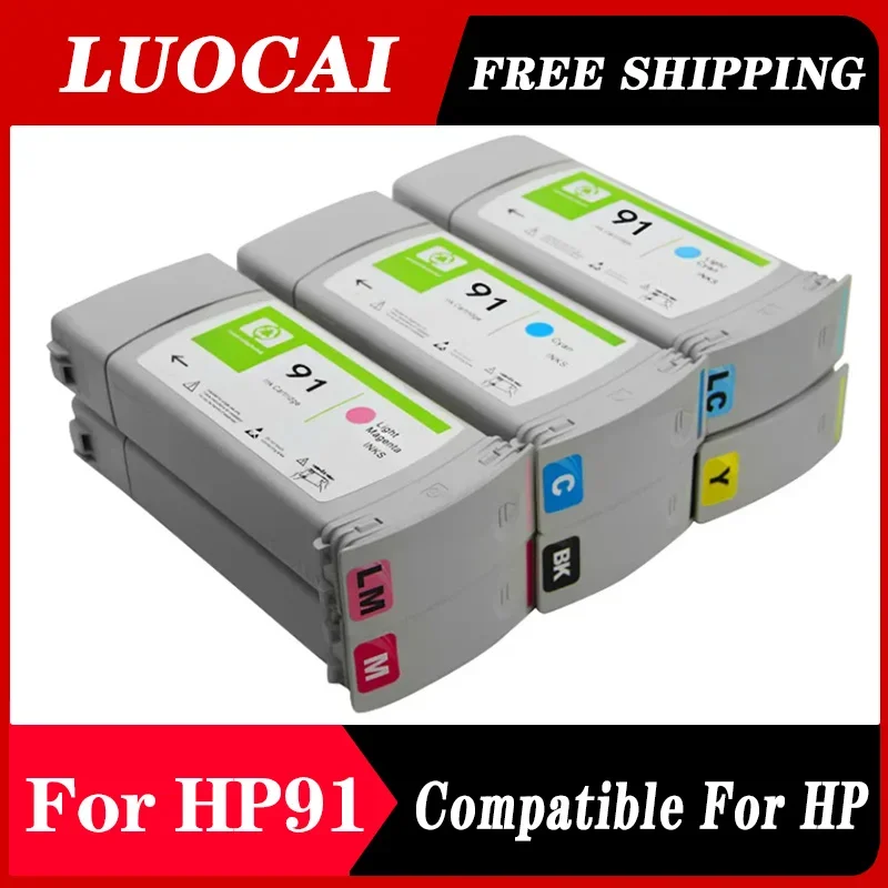 

Compatible for HP 91 HP91 compatible cartridge for HP Designjet Z6100 Z6100ps printer with pigment ink (8 colors available).