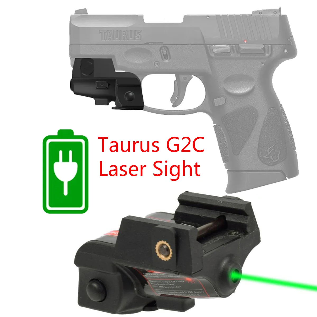 Glock-pistola de puntería G2C recargable de 5mw, visor Láser de punto azul, verde y rojo, compatible con riel Picatinny, puntero láser, 17, 19