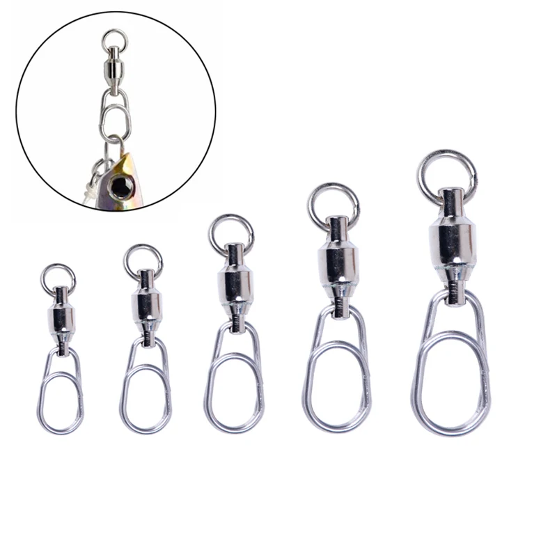 

10-50pc Rolling Swivel Snap Fishing Connector Stainless Steel Fishing Swivel Ball Bearing Fast Snap Clip Fishing Tackle Accessor