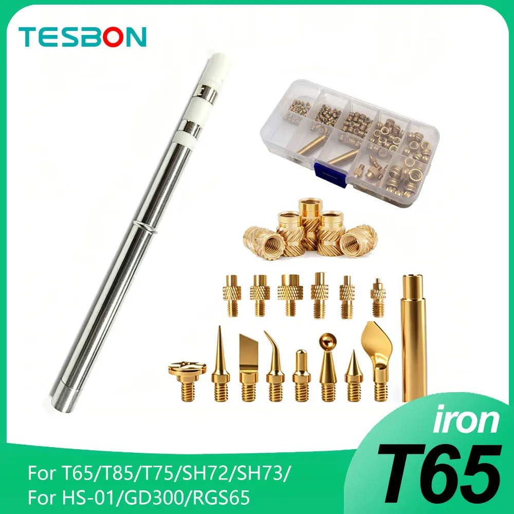 138PCS M2-M8 Brass Hot Melt Insert Knurled Nut Kit with 3D Printing Trimming Tool for T65 T85 SH72 SH73 HS-01 Soldering Iron