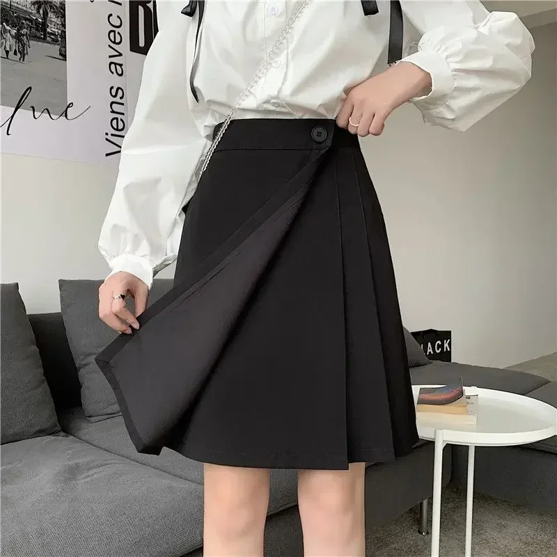 Pleated Skirts Women Irregular Casual High Waist Office Ladies Summer Elegant Knee-length Simple All-match Korean Fashion M02