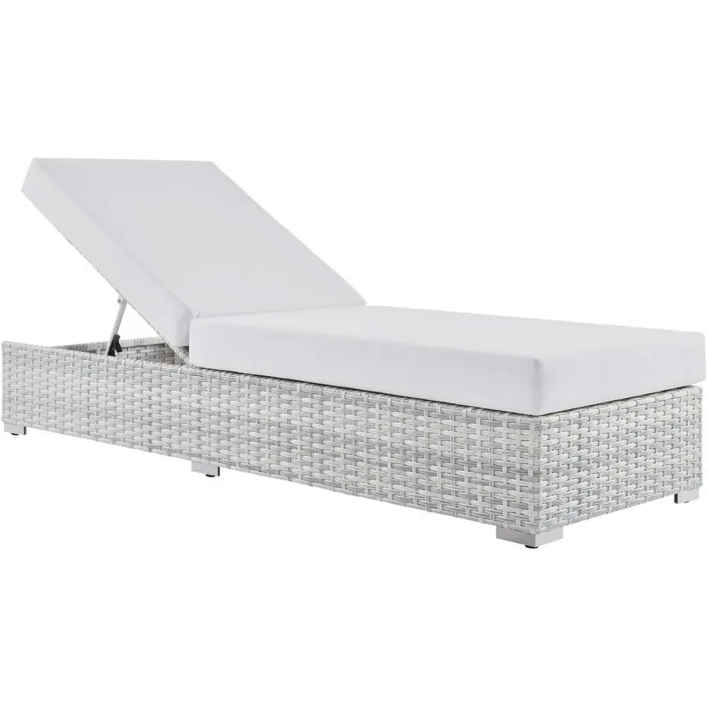 

Outdoor Patio Chaise Lounge, Light Gray White, 82.5 x 30 x 42