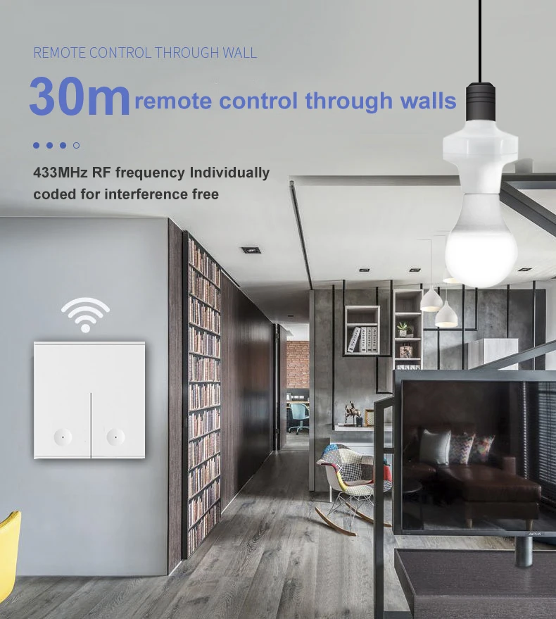 QIACHIP Wireless Smart Light Bulbs Adapter AC90-265V E27 Lamp Holder Use With 433MHz Wireless Remote Control and Wall Switch