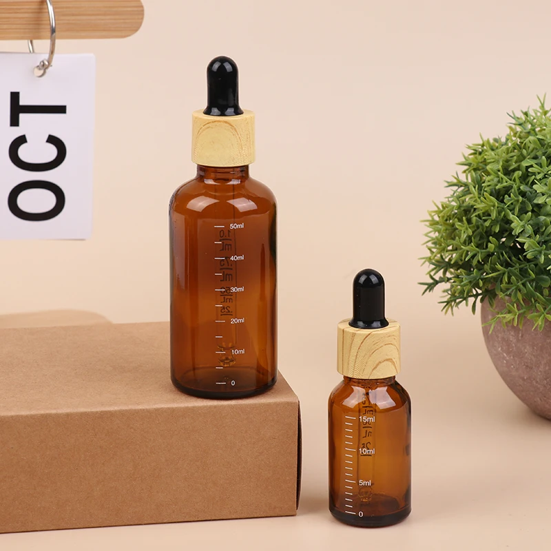 Bottiglia per pipetta liquida Bottiglie riutilizzabili Bottiglie contagocce da viaggio da 5 ml-100 ml con reagente in scala Goccia per gli occhi Aromaterapia in vetro ambrato