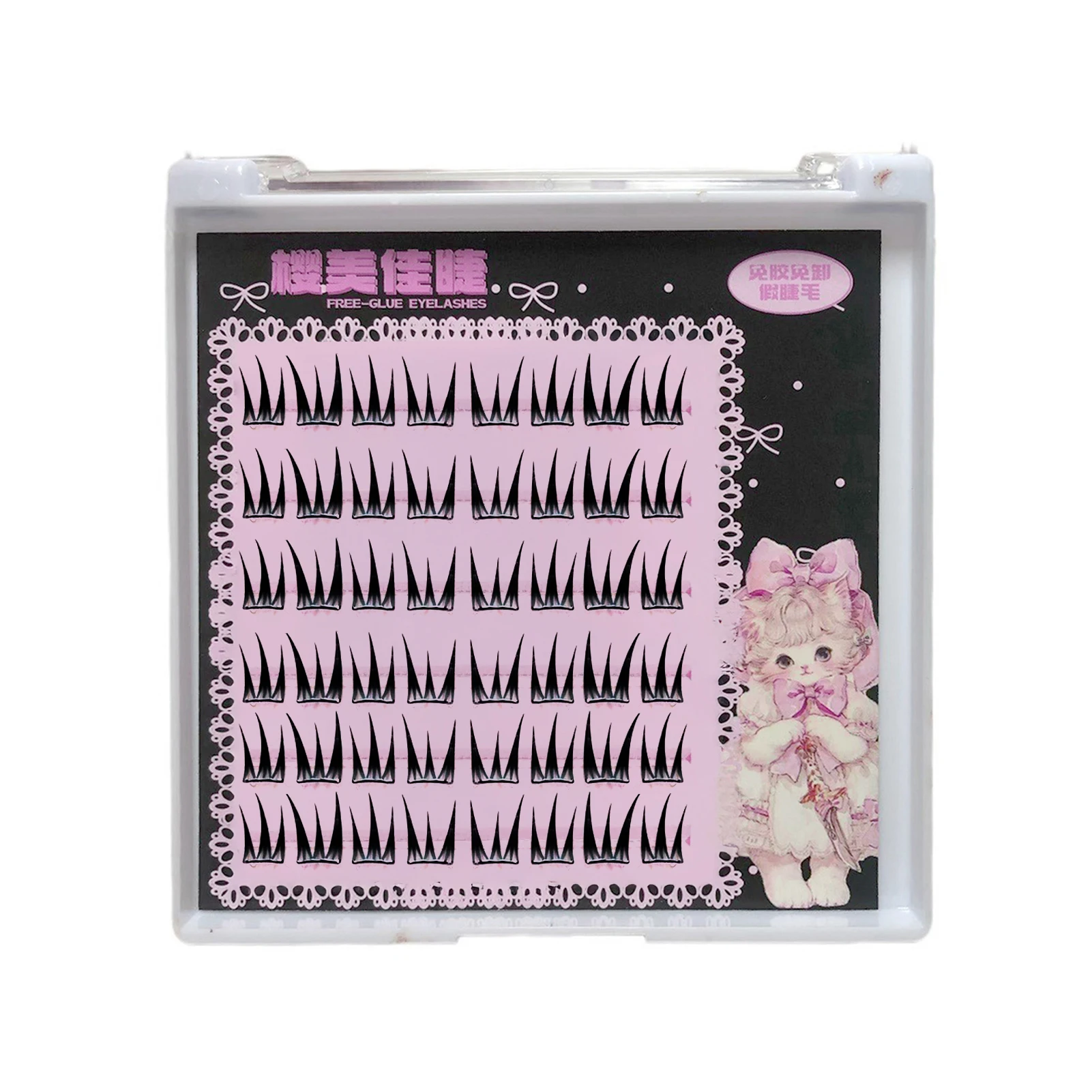 جديد دمية الرموش الصناعية على شكل حرف V الصليب رقيق الألياف الطبيعية مجعد الرموش الفردية مجموعات لاش تمديد رموش هزلية