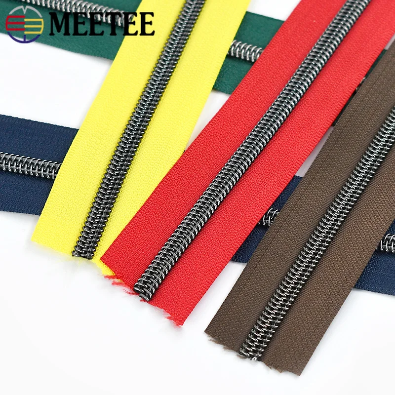 10/20Meters 5# Nylon Zipper Roll GunBlack Tooth Coil Zip Tailors for Bag Garment Sewing Easy Zippers Repair Kit DIY Accessories